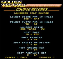 High Score Screen for Golden Tee Golf.