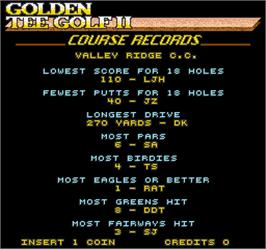 High Score Screen for Golden Tee Golf II.