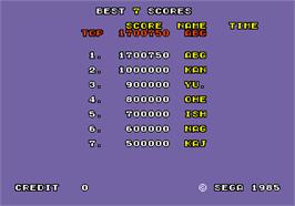 High Score Screen for Hang-On.