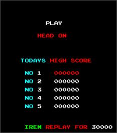 High Score Screen for Head On.