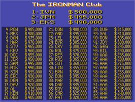High Score Screen for Ironman Ivan Stewart's Super Off-Road Track-Pak.