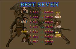 High Score Screen for Mighty Warriors.