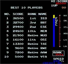 High Score Screen for MotoRace USA.