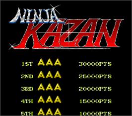 High Score Screen for Ninja Kazan.