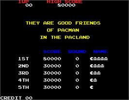 High Score Screen for Pac-Land.