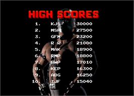 High Score Screen for Pit Fighter.
