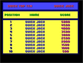 High Score Screen for Quick Jack.