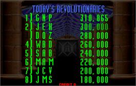 High Score Screen for Revolution X.