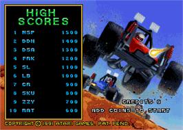 High Score Screen for Road Riot 4WD.