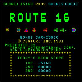 High Score Screen for Route 16.