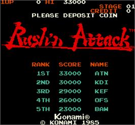 High Score Screen for Rush'n Attack.