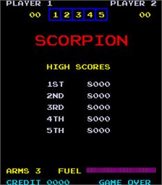 High Score Screen for Scorpion.