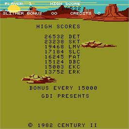 High Score Screen for Slither.