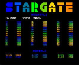 High Score Screen for Stargate.