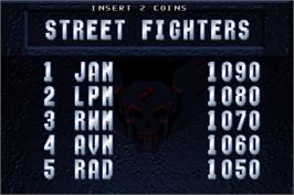 High Score Screen for Street Fighter: The Movie.