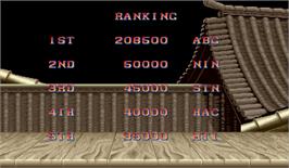 High Score Screen for Street Fighter II': Champion Edition.