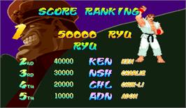High Score Screen for Street Fighter Zero.