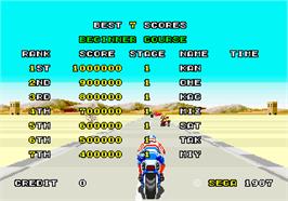 High Score Screen for Super Hang-On.