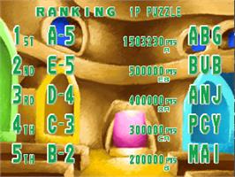 High Score Screen for Super Puzzle Bobble.