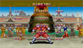 High Score Screen for Super Street Fighter II: The New Challengers.