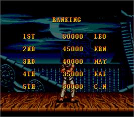 High Score Screen for Super Street Fighter II - The New Challengers.