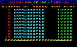 High Score Screen for Super Ten V8.3X.