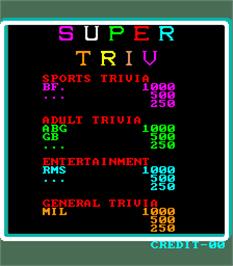 High Score Screen for Super Triv.