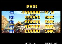 High Score Screen for The King of Fighters '95.