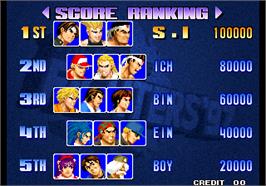 High Score Screen for The King of Fighters '97.