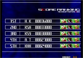 High Score Screen for The King of Fighters 2003.