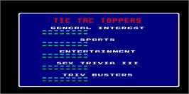 High Score Screen for Tic Tac Trivia.