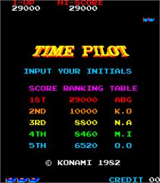 High Score Screen for Time Pilot.