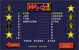 High Score Screen for Touchmaster 4000.