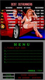 High Score Screen for Turbo Outrun.