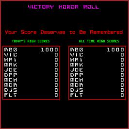 High Score Screen for Victory.