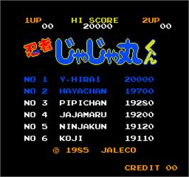 High Score Screen for Vs. Ninja Jajamaru Kun.