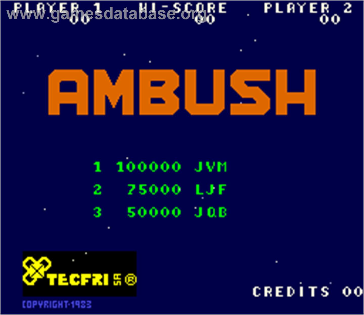 Ambush - Arcade - Artwork - High Score Screen