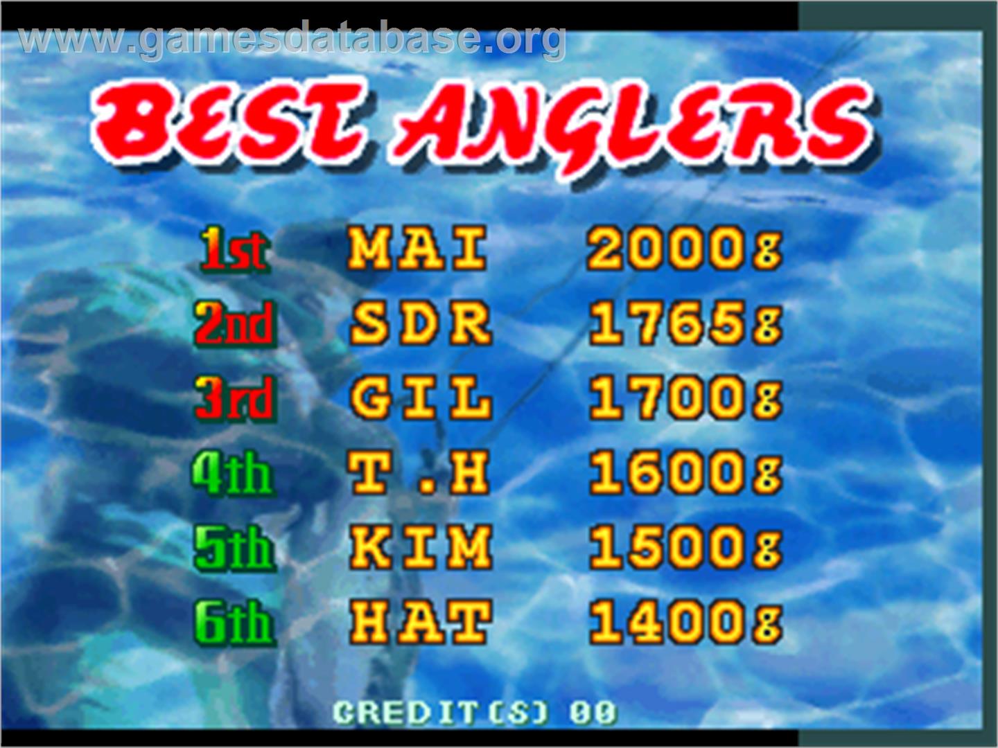 Bass Angler 2 - Arcade - Artwork - High Score Screen