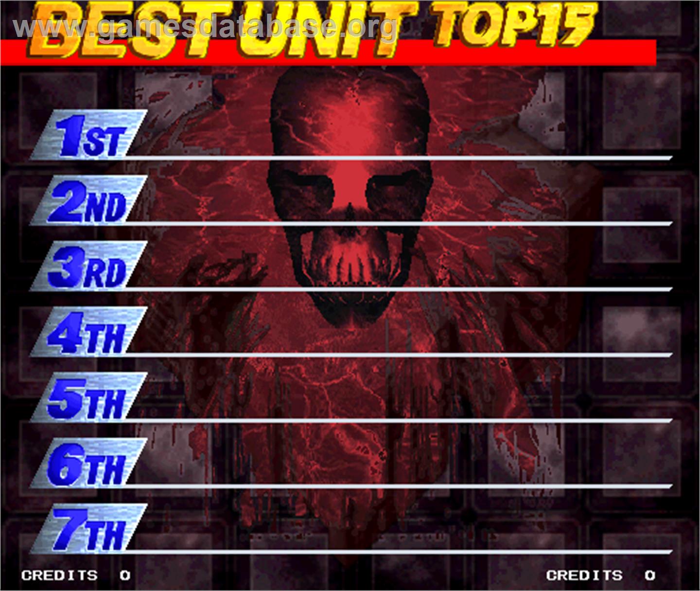 Beast Busters 2nd Nightmare - Arcade - Artwork - High Score Screen