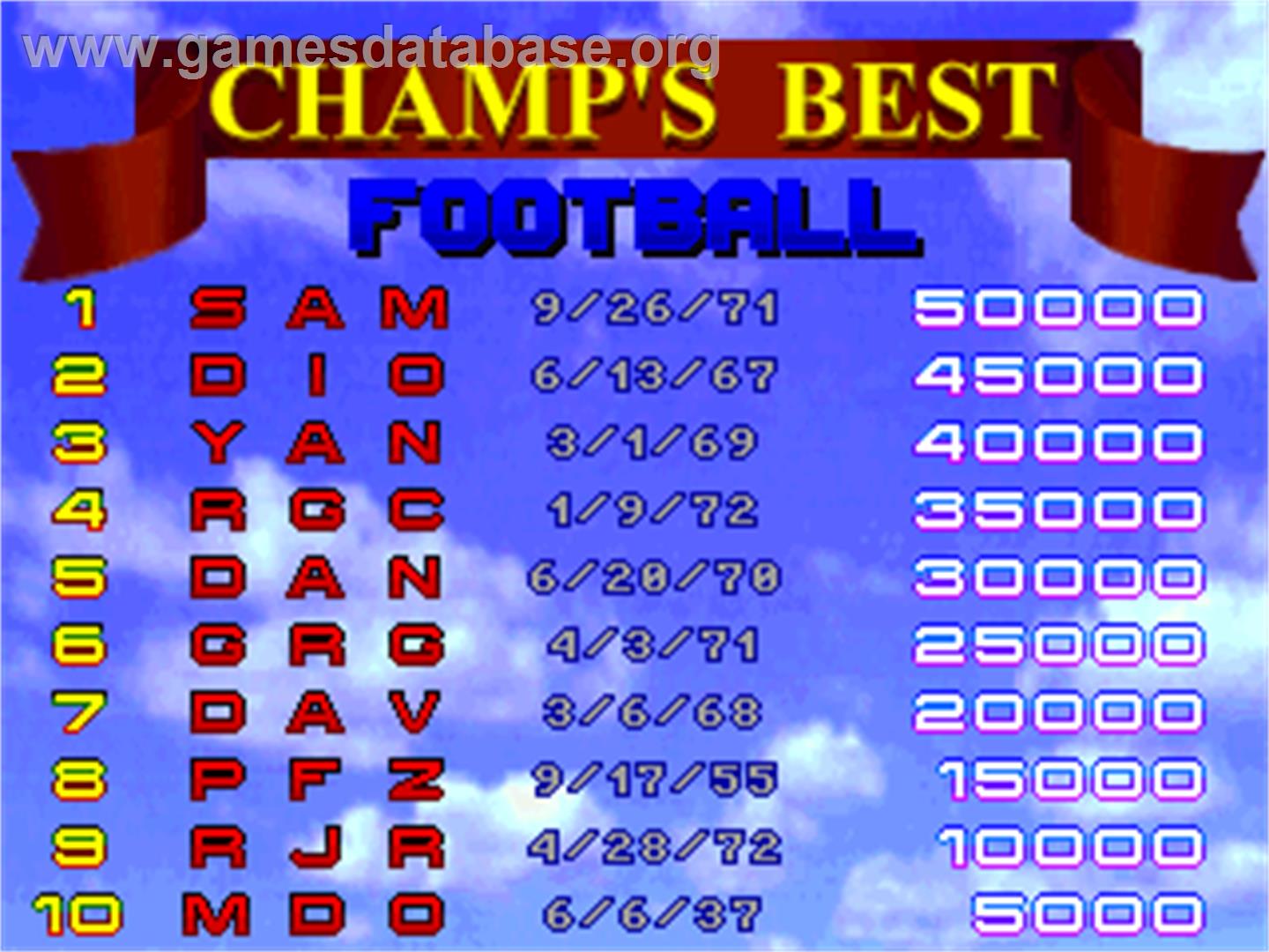 Beat the Champ - Arcade - Artwork - High Score Screen