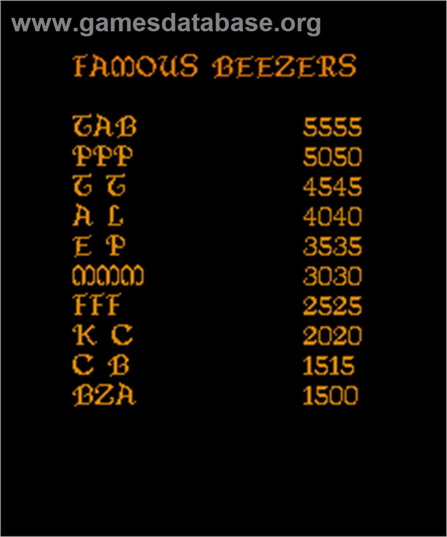 Beezer - Arcade - Artwork - High Score Screen