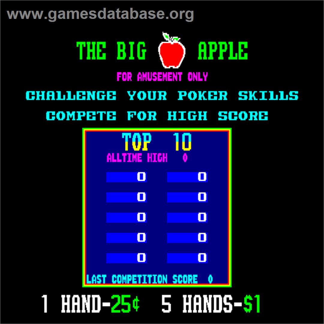 Big Apple Games - Arcade - Artwork - High Score Screen