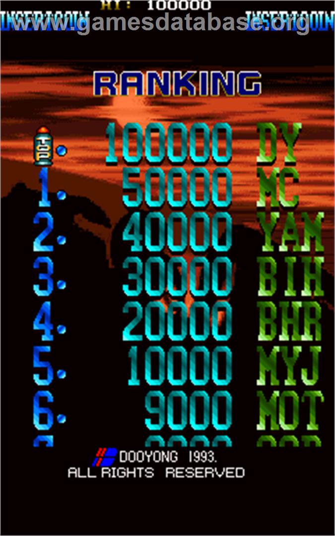 Blue Hawk - Arcade - Artwork - High Score Screen