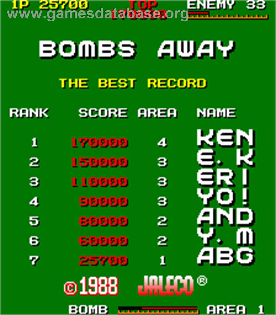 Bombs Away - Arcade - Artwork - High Score Screen