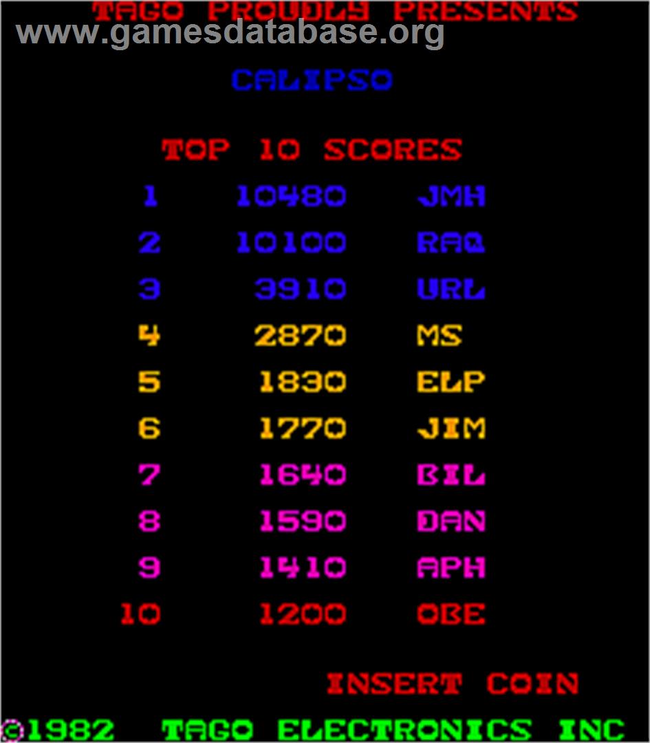 Calipso - Arcade - Artwork - High Score Screen