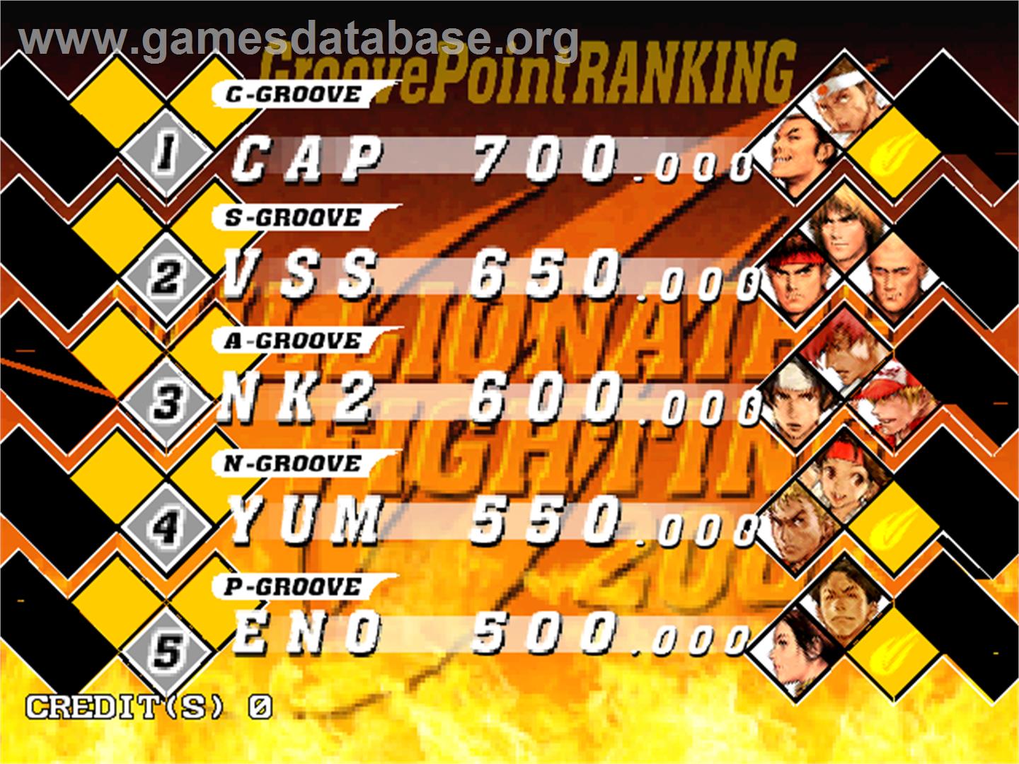 Capcom Vs. SNK 2 Millionaire Fighting 2001 - Arcade - Artwork - High Score Screen
