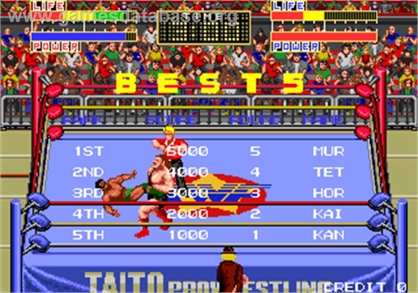 Champion Wrestler - Arcade - Artwork - High Score Screen