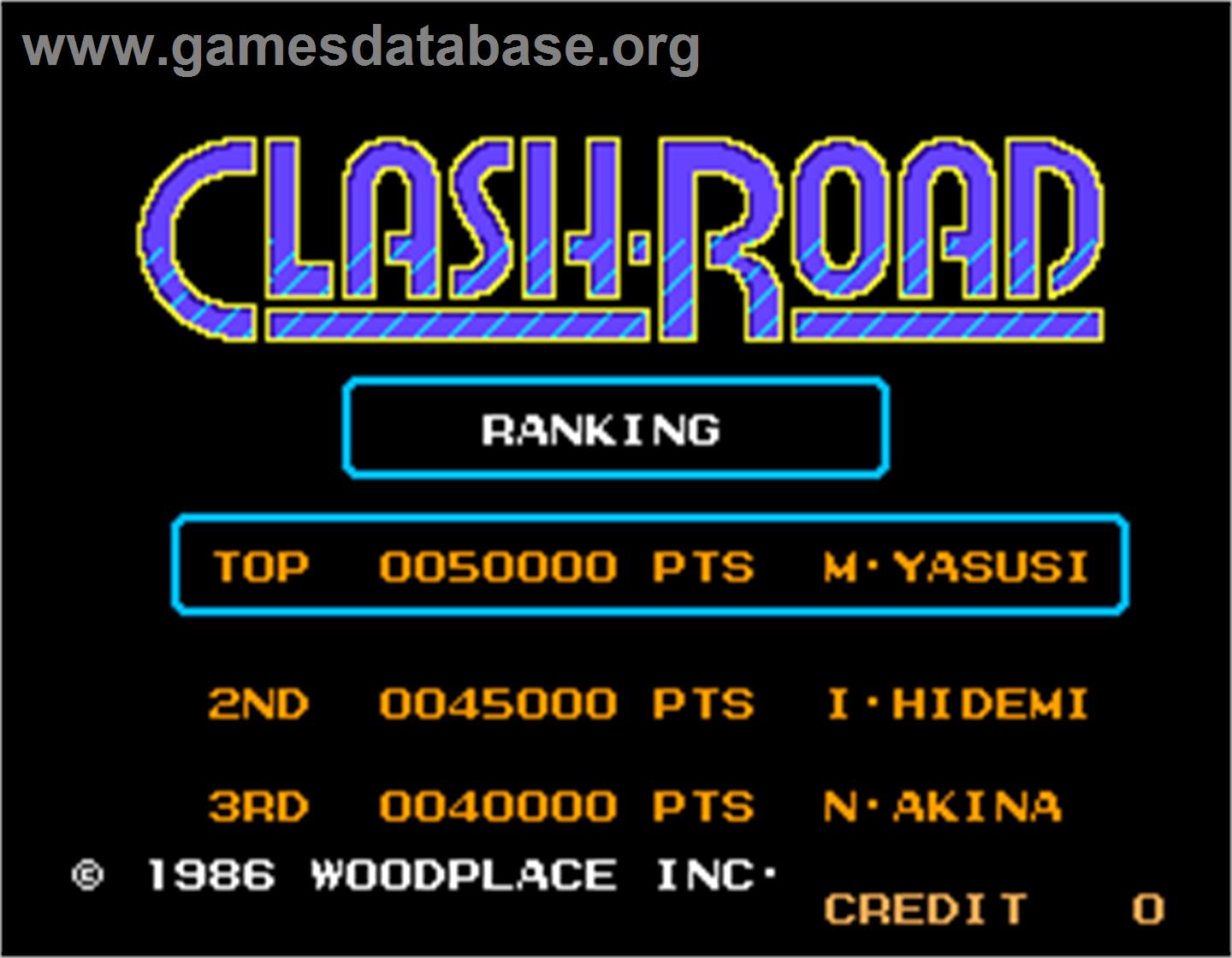 Clash-Road - Arcade - Artwork - High Score Screen