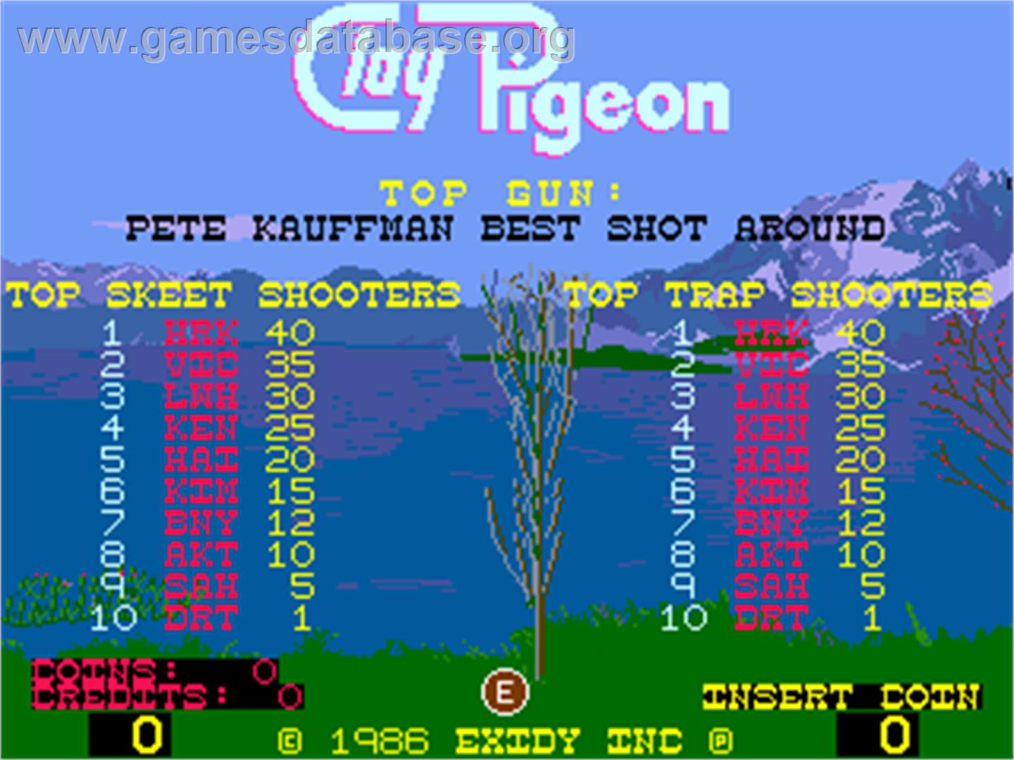 Clay Pigeon - Arcade - Artwork - High Score Screen