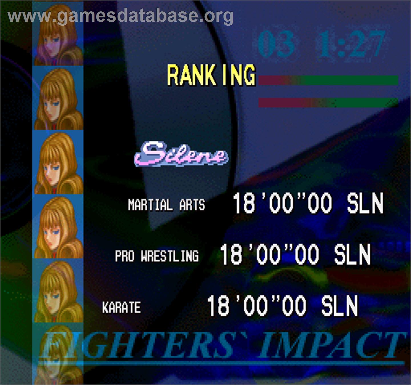 Fighters' Impact - Arcade - Artwork - High Score Screen